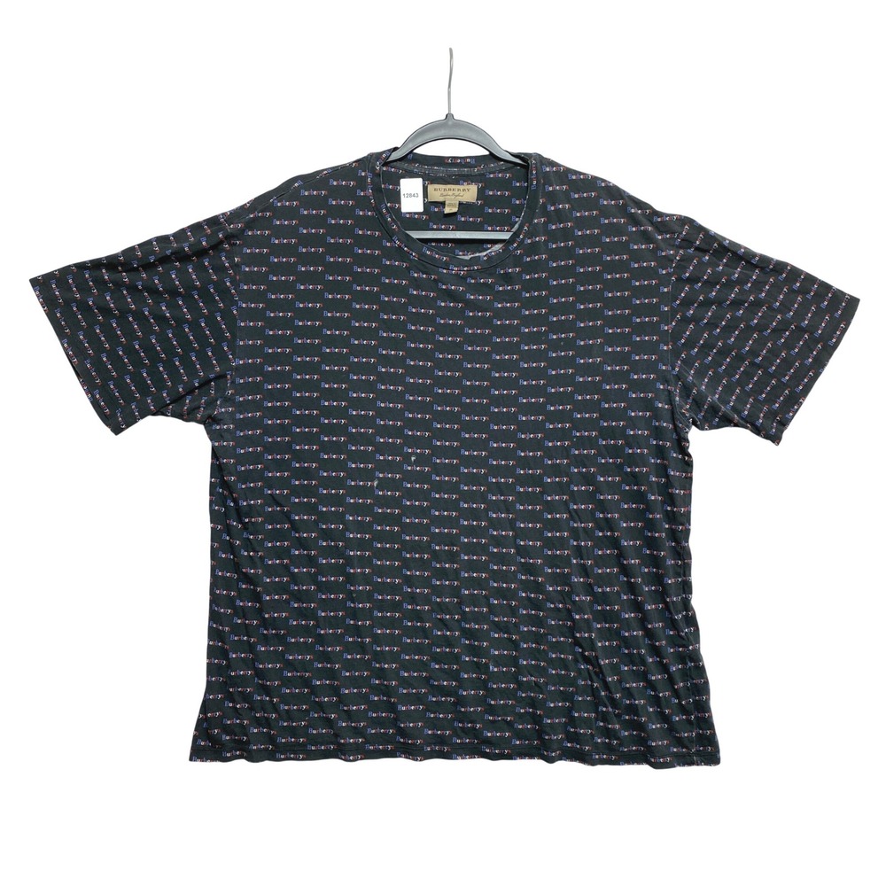 Burberry T-Shirt Mens XL Black Logo Print Short Sleeve Streetwear Tee